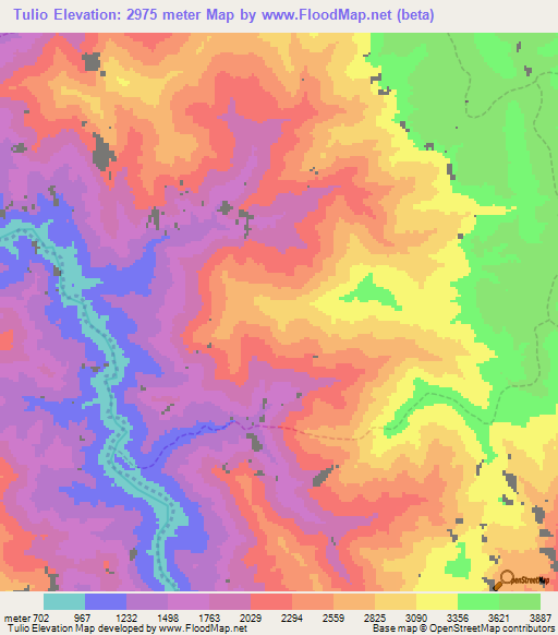 Tulio,Peru Elevation Map