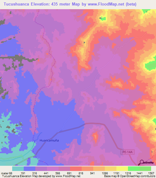 Tucushuanca,Peru Elevation Map