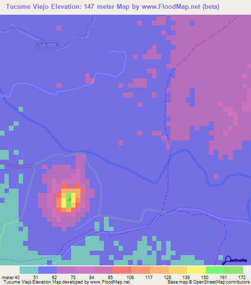 Tucume Viejo,Peru Elevation Map