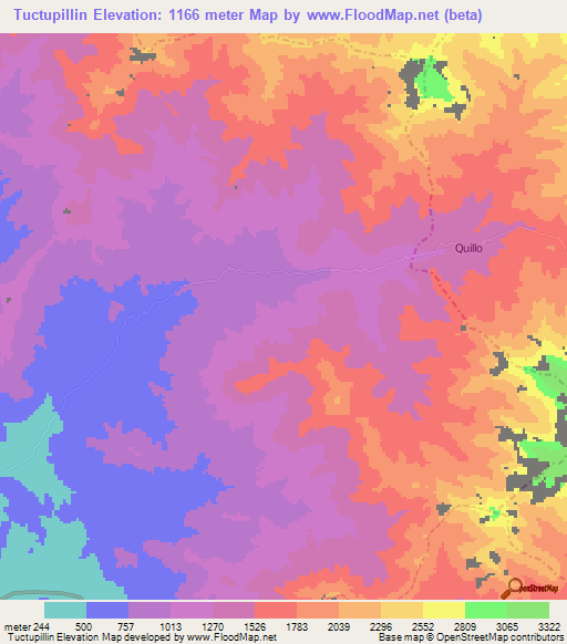 Tuctupillin,Peru Elevation Map