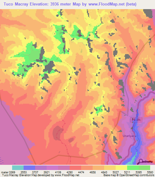 Tuco Macray,Peru Elevation Map