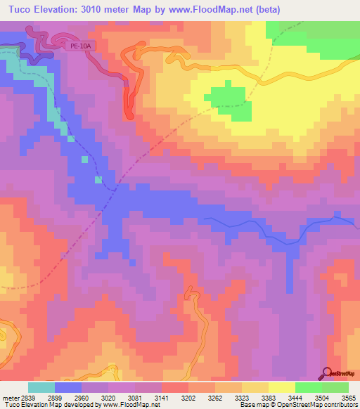 Tuco,Peru Elevation Map