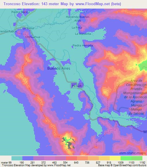 Troncoso,Peru Elevation Map
