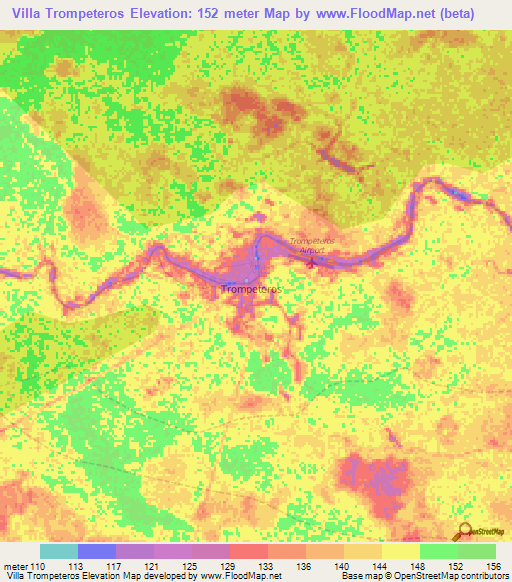 Villa Trompeteros,Peru Elevation Map