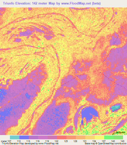 Triunfo,Peru Elevation Map