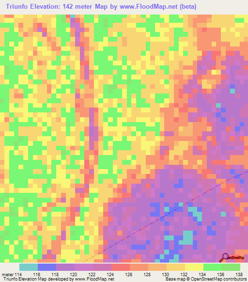 Triunfo,Peru Elevation Map