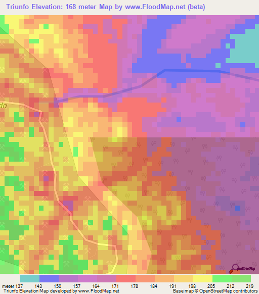 Triunfo,Peru Elevation Map