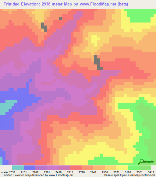 Trinidad,Peru Elevation Map