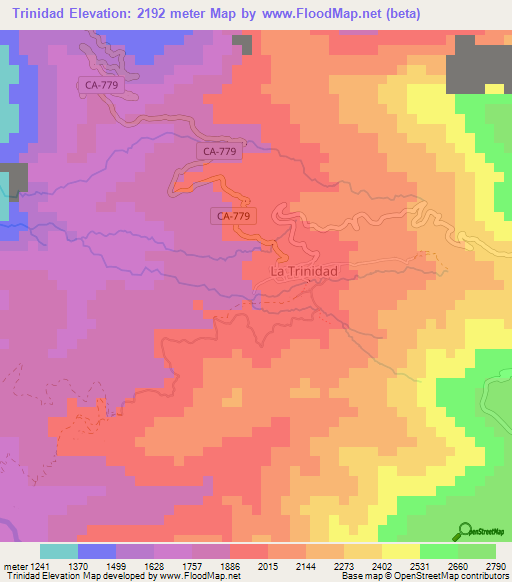 Trinidad,Peru Elevation Map