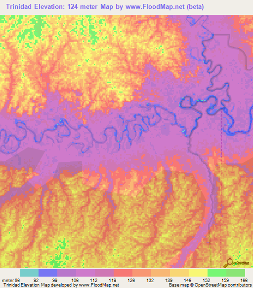 Trinidad,Peru Elevation Map