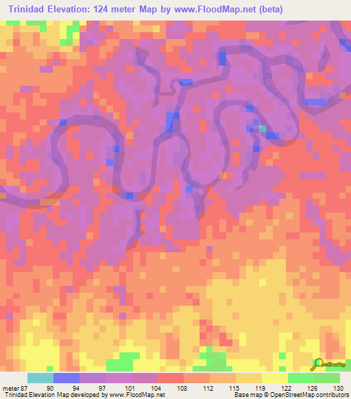 Trinidad,Peru Elevation Map
