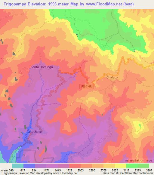 Trigopampa,Peru Elevation Map