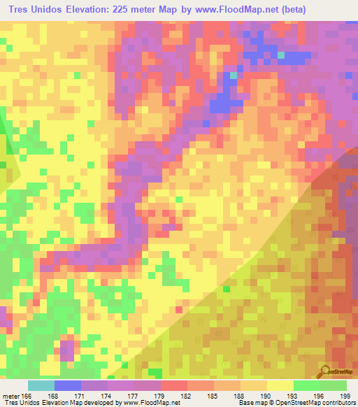Tres Unidos,Peru Elevation Map