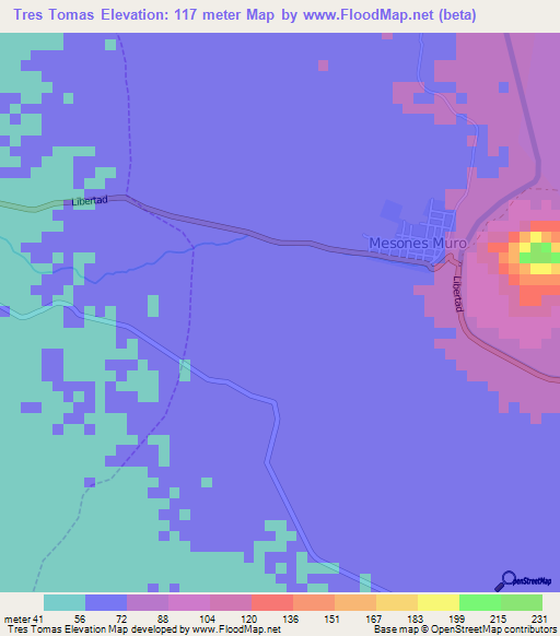 Tres Tomas,Peru Elevation Map