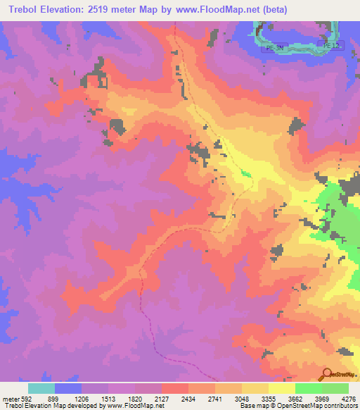 Trebol,Peru Elevation Map
