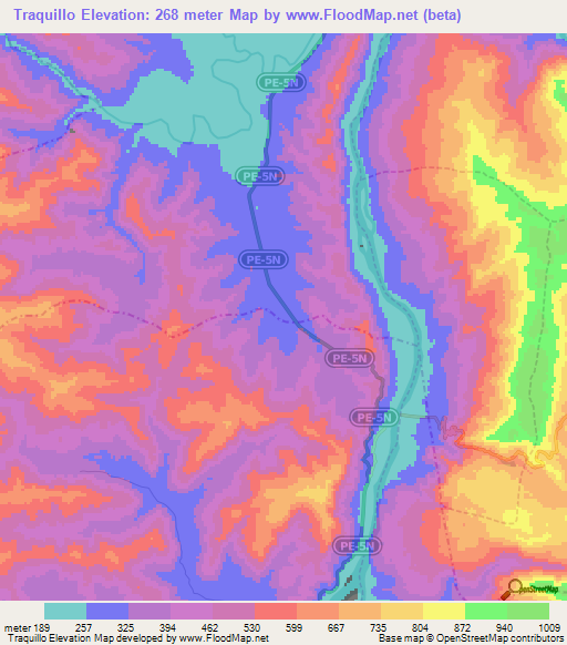 Traquillo,Peru Elevation Map