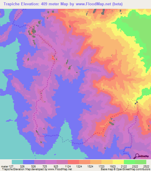 Trapiche,Peru Elevation Map
