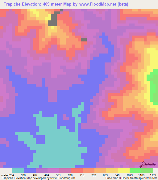 Trapiche,Peru Elevation Map