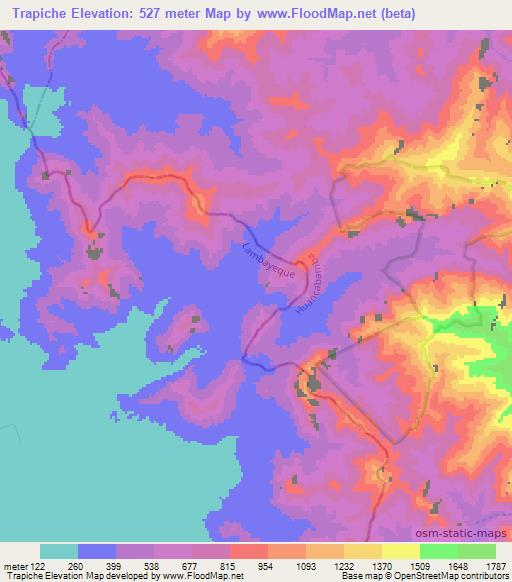 Trapiche,Peru Elevation Map