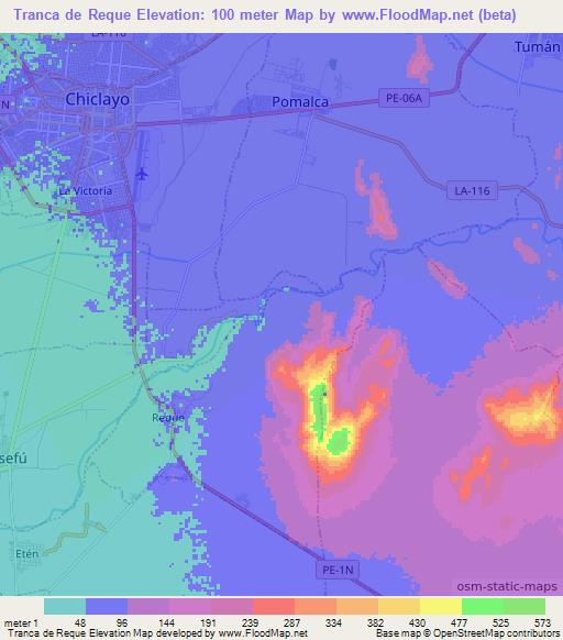 Tranca de Reque,Peru Elevation Map