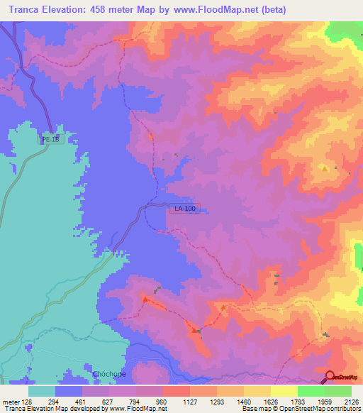 Tranca,Peru Elevation Map