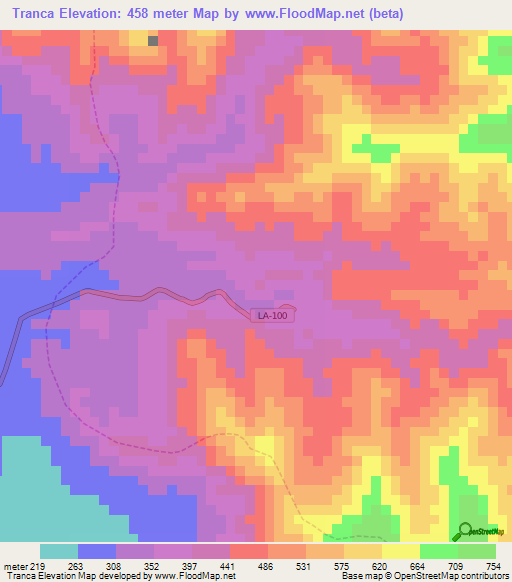 Tranca,Peru Elevation Map