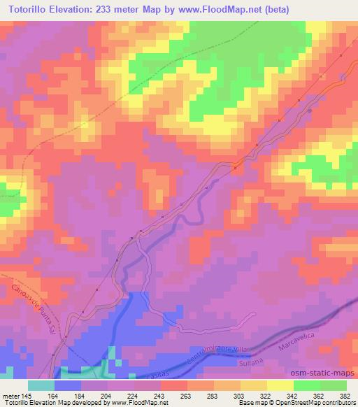 Totorillo,Peru Elevation Map
