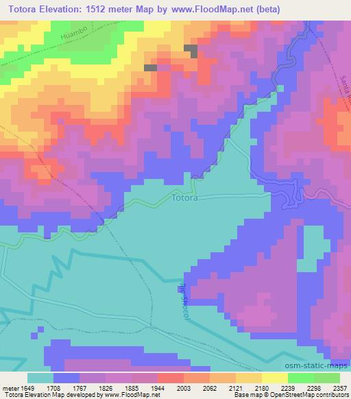 Totora,Peru Elevation Map
