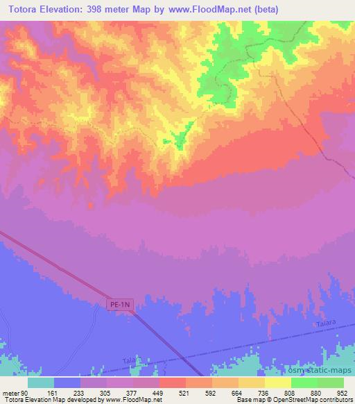 Totora,Peru Elevation Map