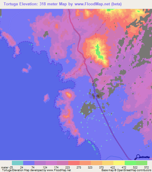 Tortuga,Peru Elevation Map