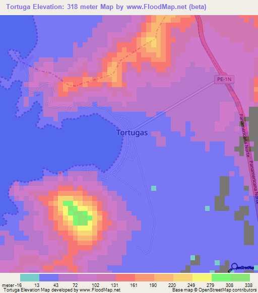 Tortuga,Peru Elevation Map