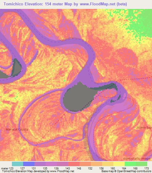 Tomichico,Peru Elevation Map