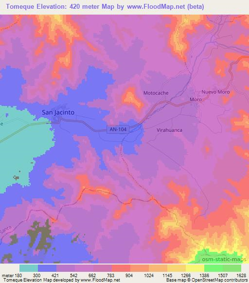Tomeque,Peru Elevation Map