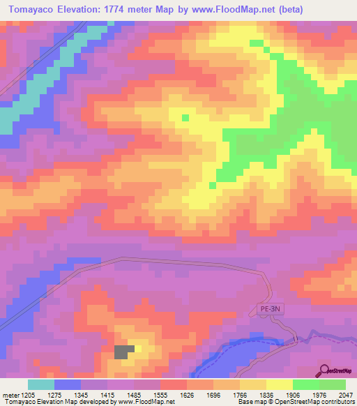 Tomayaco,Peru Elevation Map