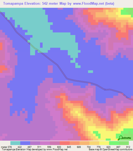 Tomapampa,Peru Elevation Map