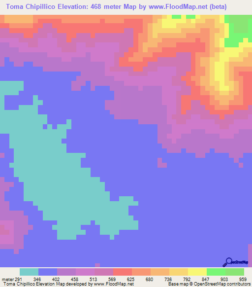 Toma Chipillico,Peru Elevation Map