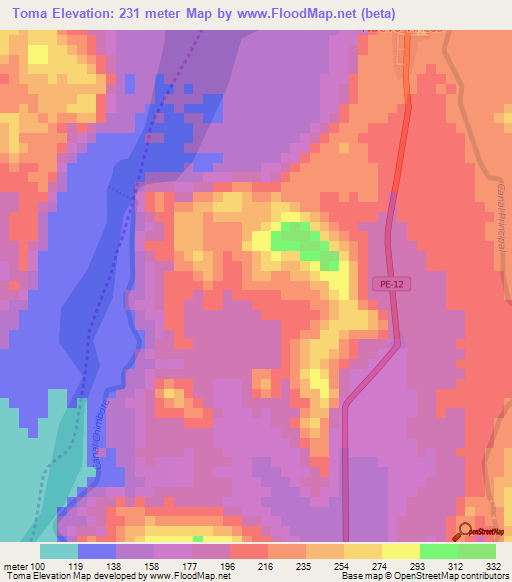 Toma,Peru Elevation Map