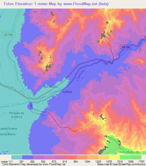 Tolon,Peru Elevation Map