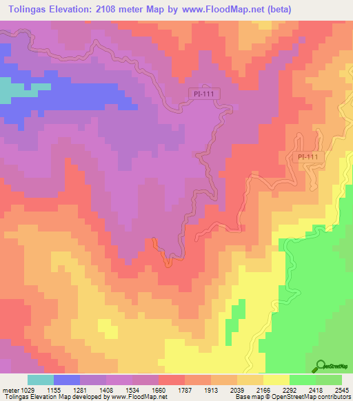 Tolingas,Peru Elevation Map