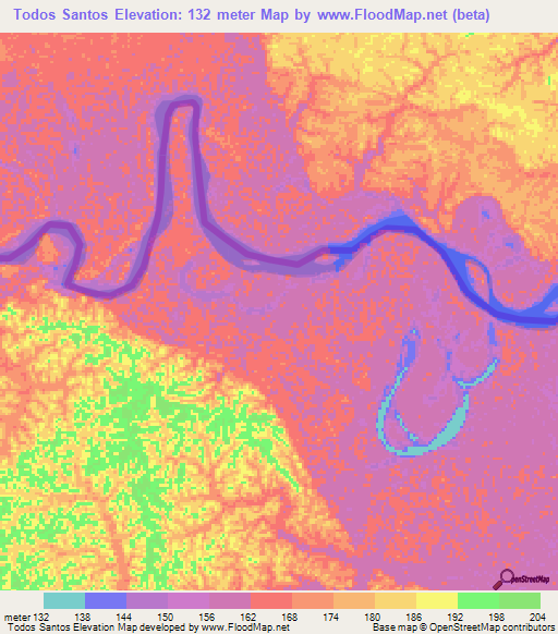 Todos Santos,Peru Elevation Map