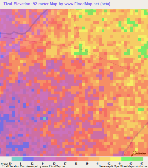 Tizal,Peru Elevation Map