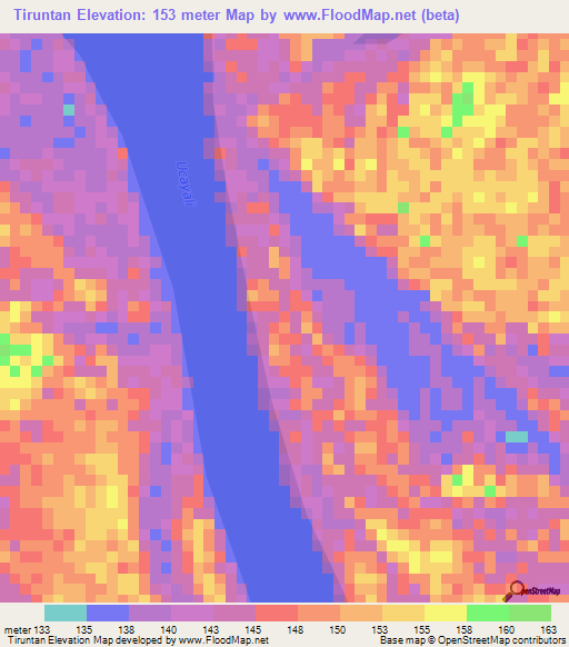 Tiruntan,Peru Elevation Map