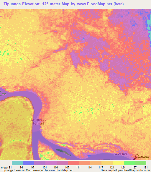 Tipuanga,Peru Elevation Map