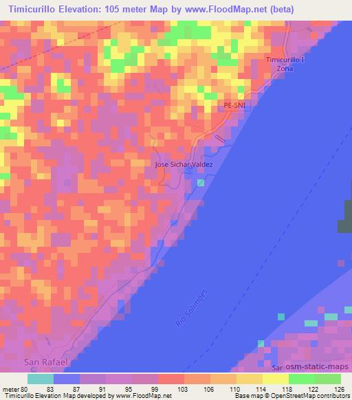 Timicurillo,Peru Elevation Map