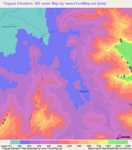 Tingues,Peru Elevation Map