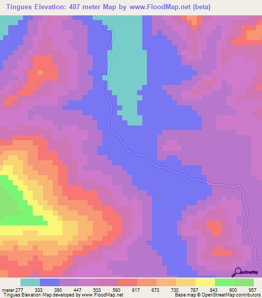 Tingues,Peru Elevation Map