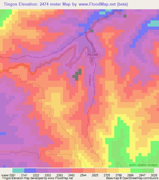 Tingos,Peru Elevation Map