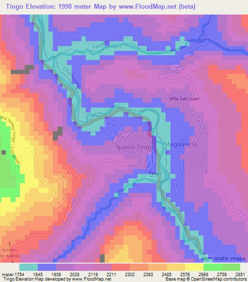 Tingo,Peru Elevation Map