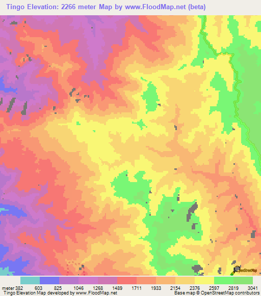 Tingo,Peru Elevation Map
