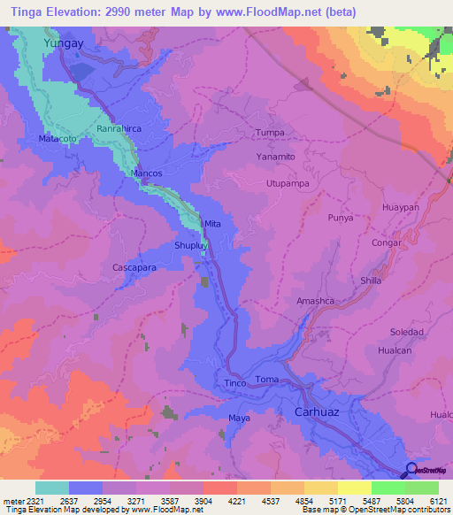 Tinga,Peru Elevation Map